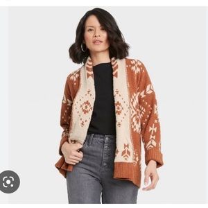 Womens Knox Rose Geometric Fuzzy Cardigan 🌈